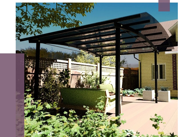 Навесы для террасы в Ухте от 12909 руб. под ключ | ПРОЛЁТ-Хта