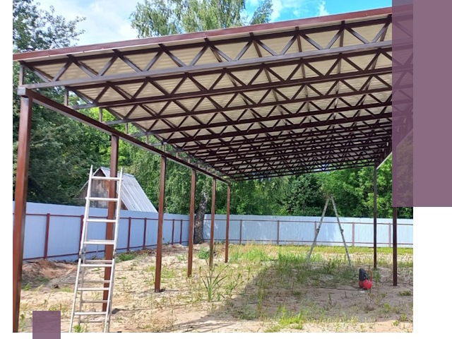 Односкатные навесы под ключ в Ухте — изготовление и монтаж