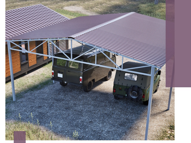 Двускатные навесы под ключ в Ухте — изготовление и монтаж